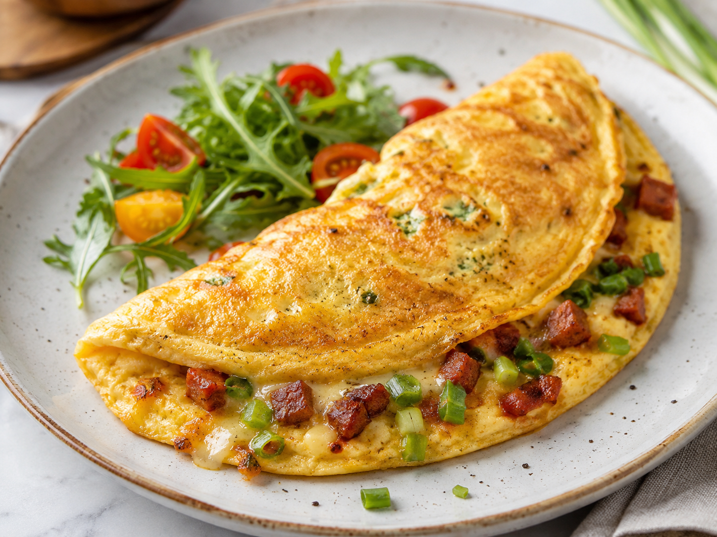 Chorizo, Manchego & Spring Onion Omelette