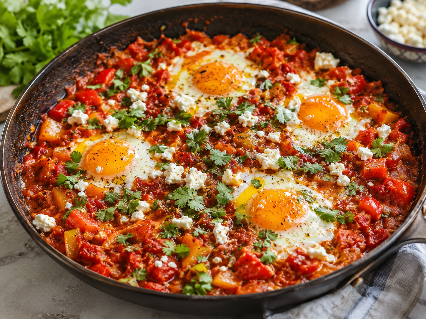 Shakshuka with Feta & Herb Eggs